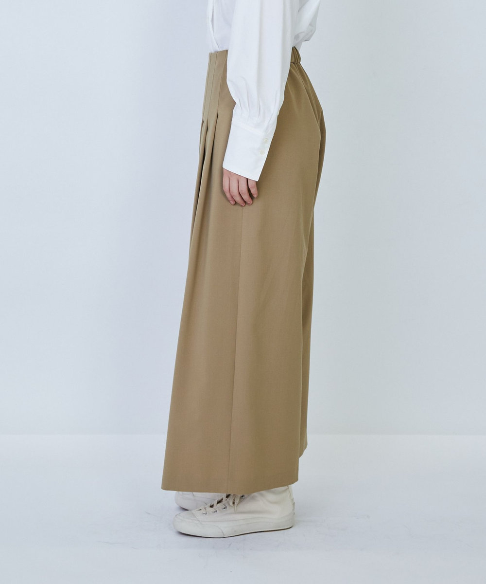 LOISIR ウール混ギャバワイドパンツ ベージュ