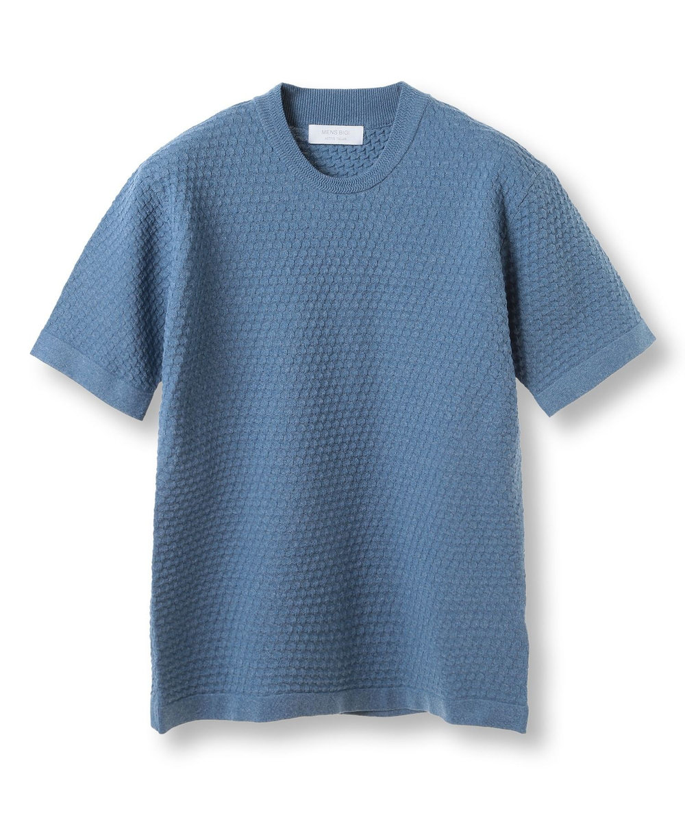 MEN'S BIGI ブリスターニットジャカードカットソー ブルー