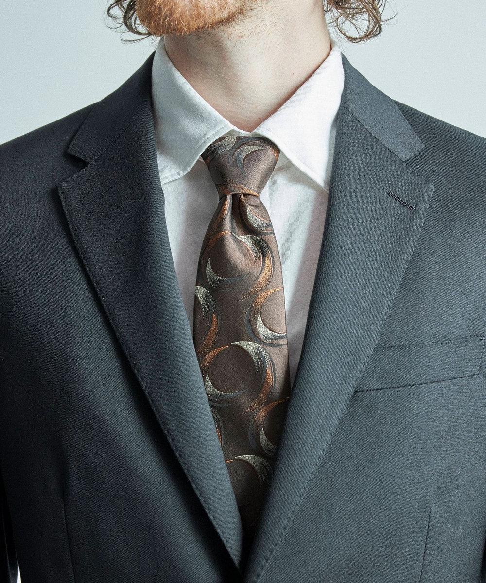 MEN'S BIGI 【TIE YOUR TIE/タイユアタイ】ヴィンテージアブストラクト柄ネクタイ ボルドー