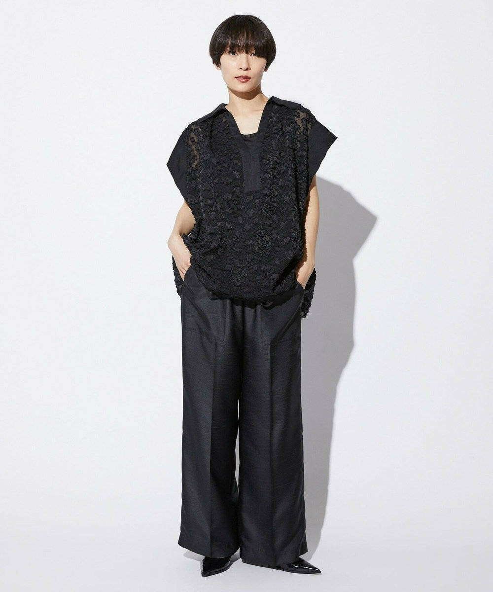 MOGA Collection MOGA Collection　フラワーカットジャガードブラウス ブラック
