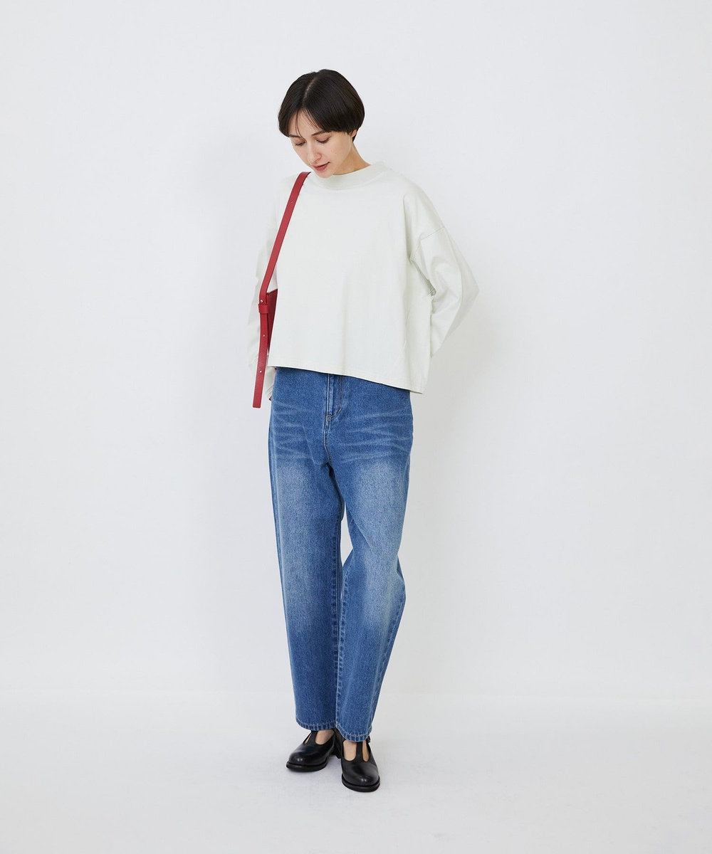 LOISIR コットン天竺モックネックショートプルオーバー オフホワイト