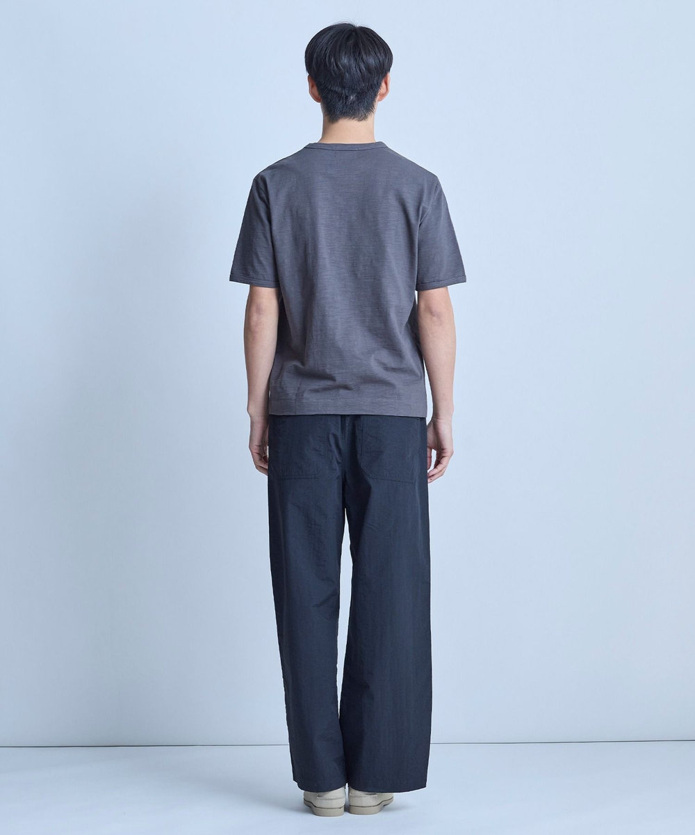 UNION STATION スラブ天竺袖刺繍Tシャツ チャコールグレー