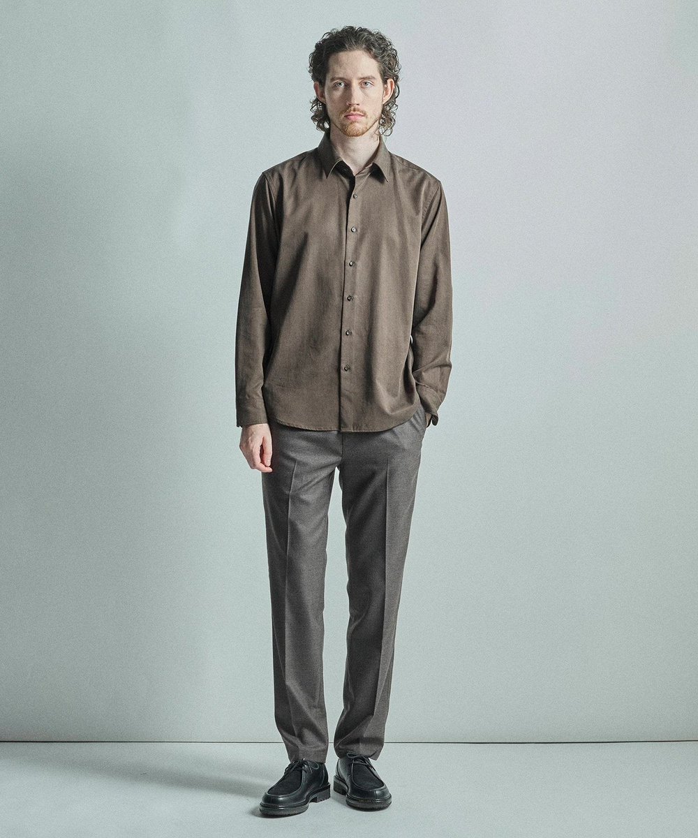 MEN'S BIGI リヨセルコットンサテンシャツ ブラウン