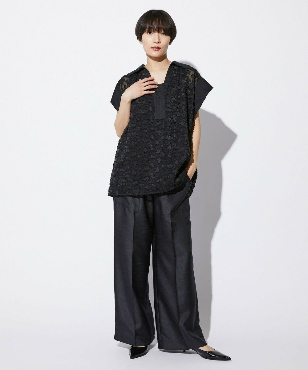 MOGA Collection MOGA Collection　フラワーカットジャガードブラウス ブラック