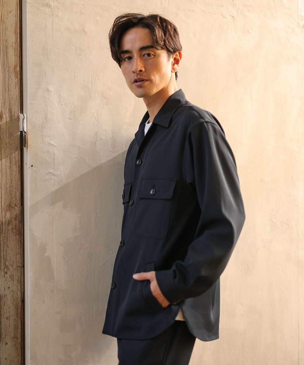 UNION STATION 【リンクルフリー】CPOシャツジャケット「セットアップ可能」形態安定/ウォッシャブル ネイビー