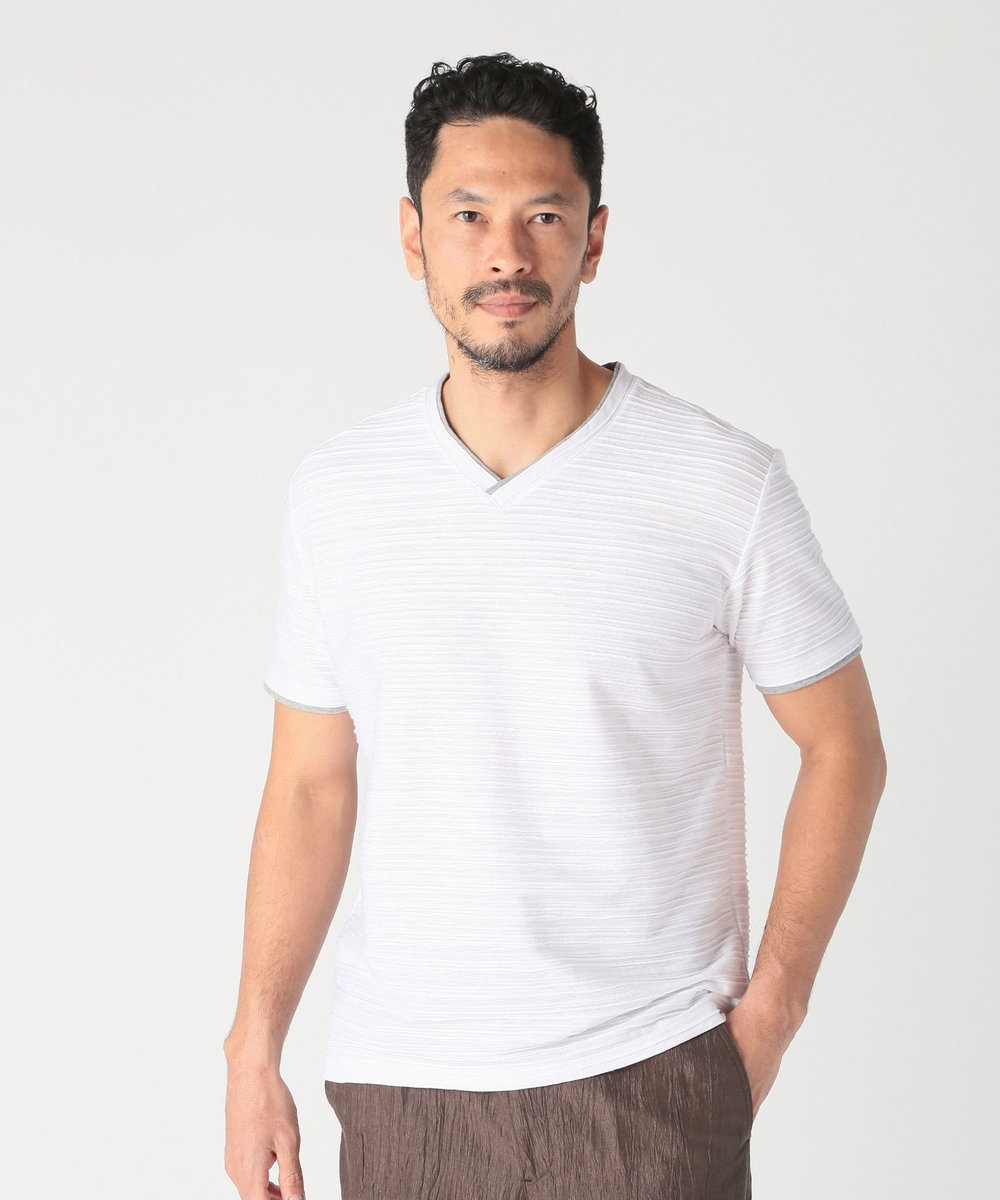 MEN'S BIGI スラブタック天竺素材Tシャツ＜吸水速乾＞ ホワイト