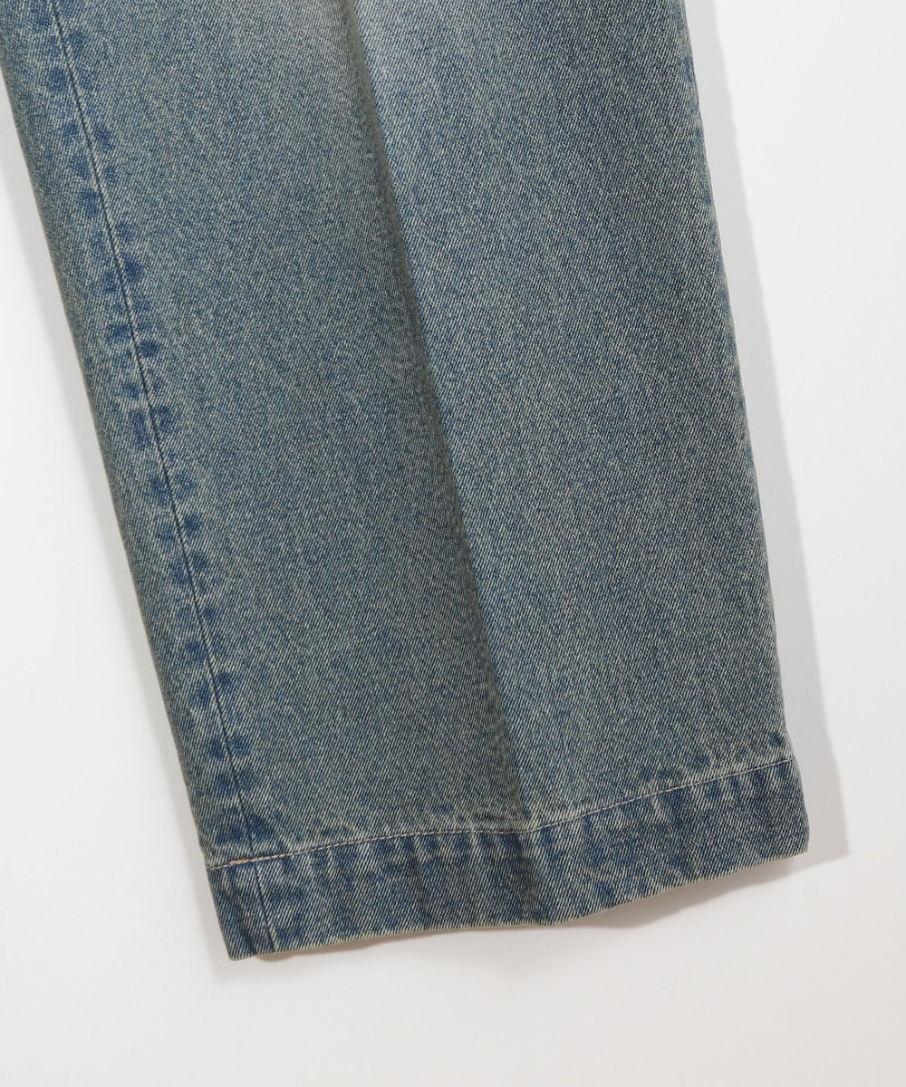 MEN'S BIGI セミワイドデニムタックパンツ ブルー