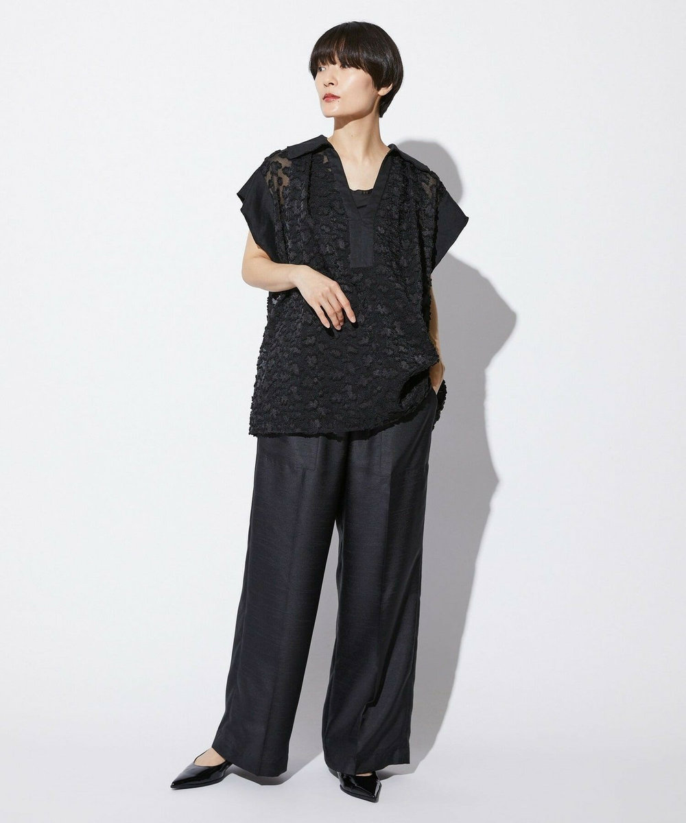 MOGA Collection MOGA Collection　フラワーカットジャガードブラウス ブラック