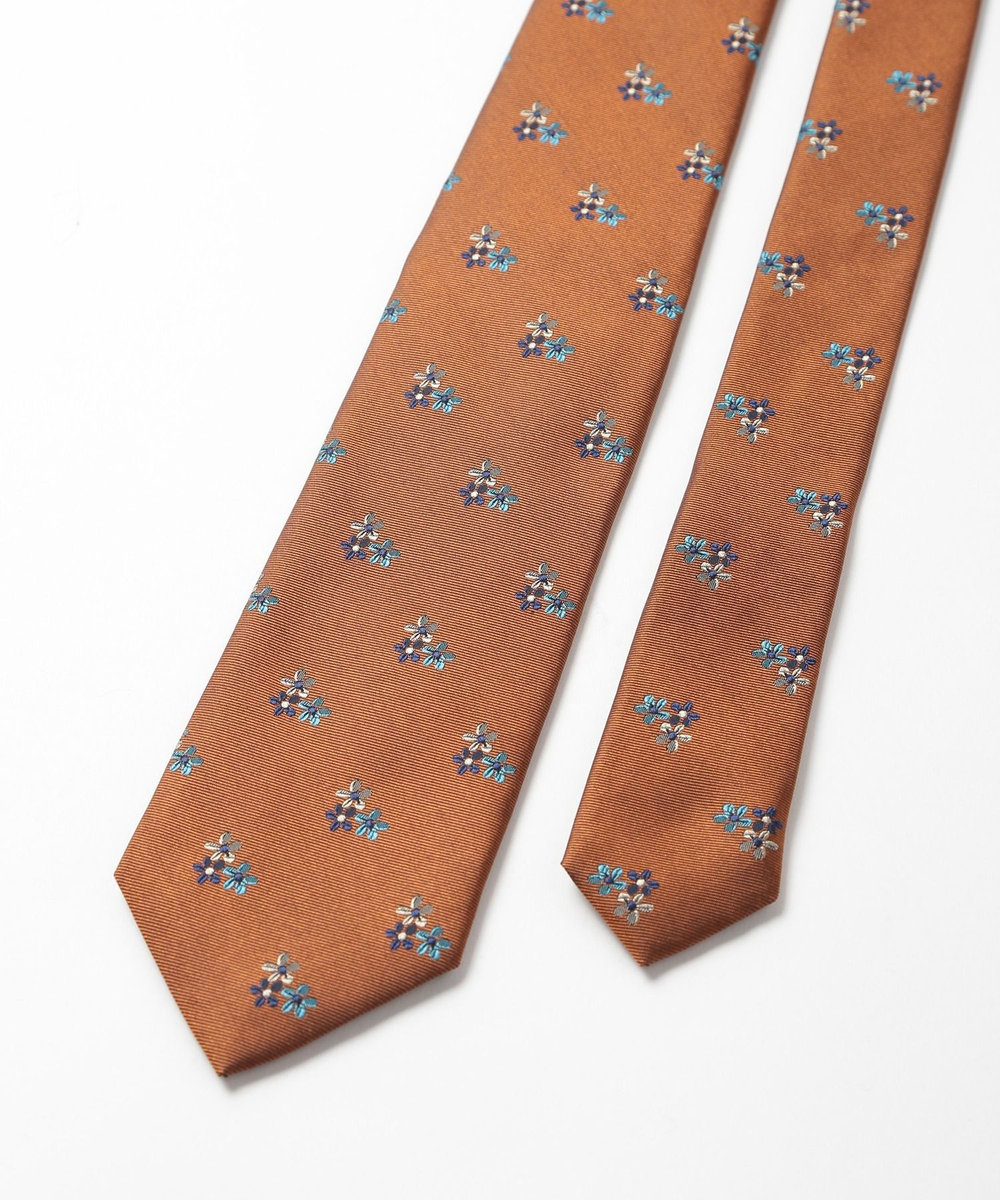 MEN'S BIGI 【TIE YOUR TIE(タイユアタイ)】フィレンツェフローラル柄ネクタイ オレンジ