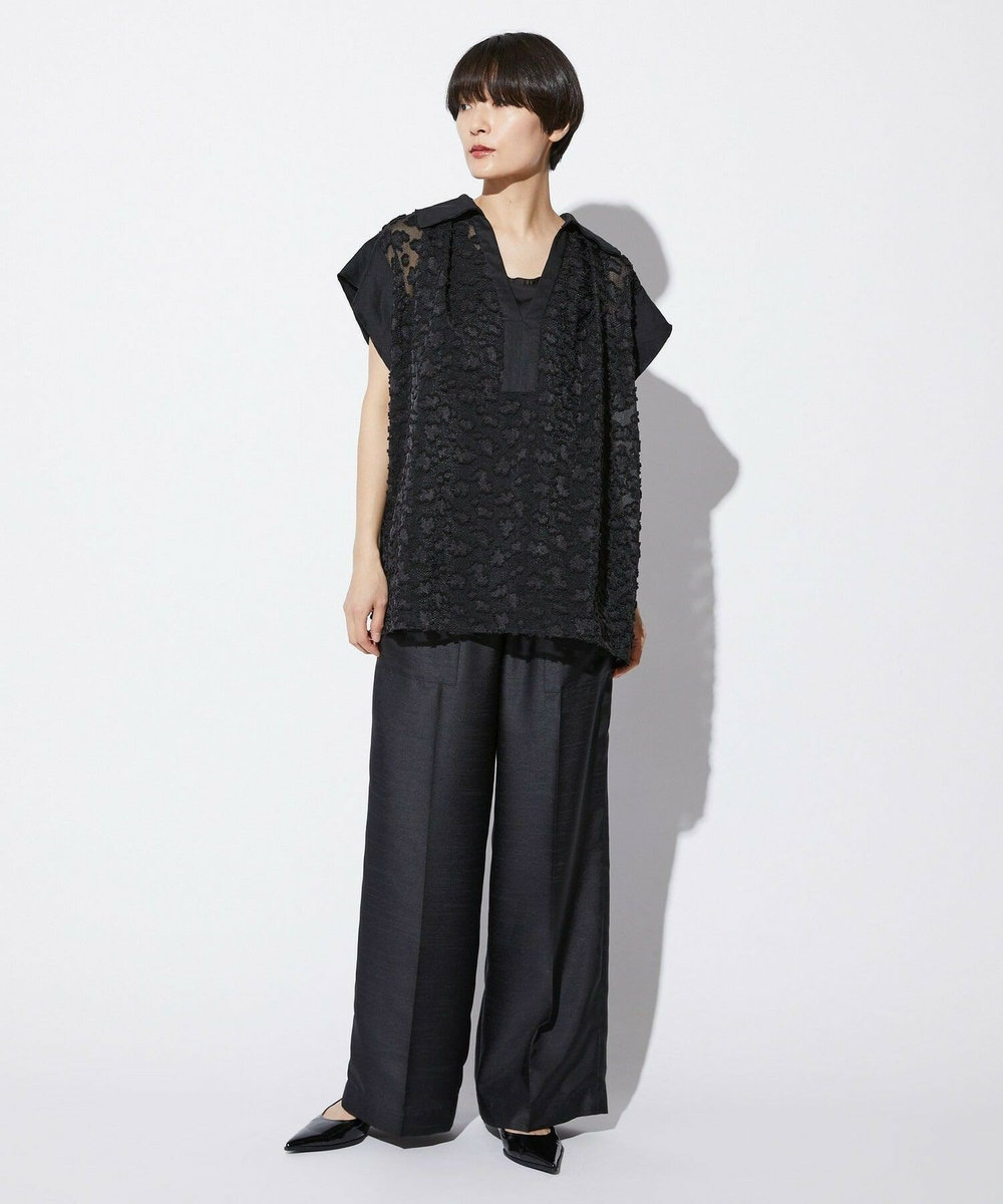 MOGA Collection MOGA Collection　フラワーカットジャガードブラウス ブラック