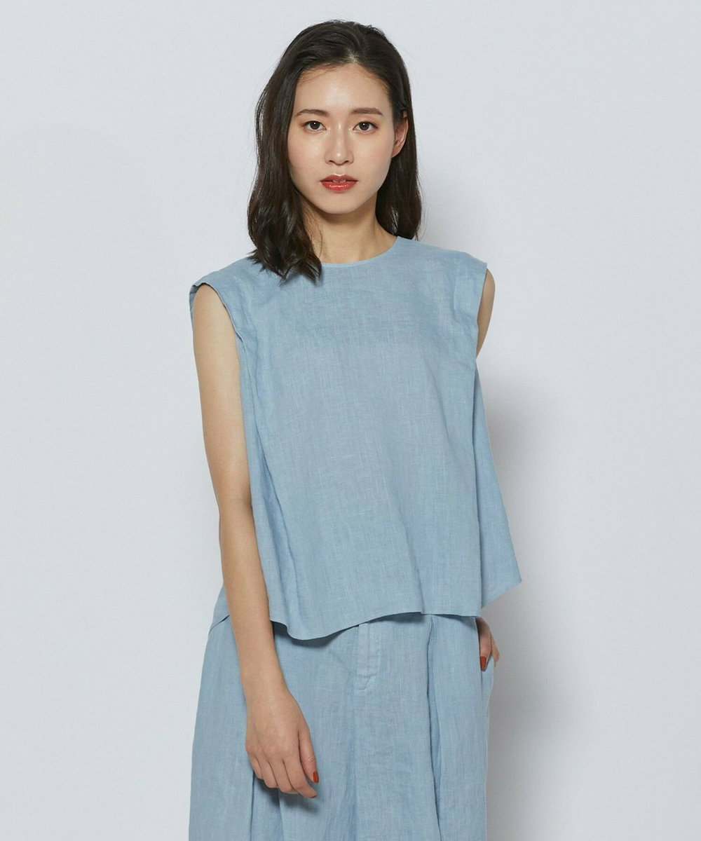 L'EQUIPE ［eclat 2026年5月号掲載商品］ピュアリネンガーメントダイブラウス サックスブルー