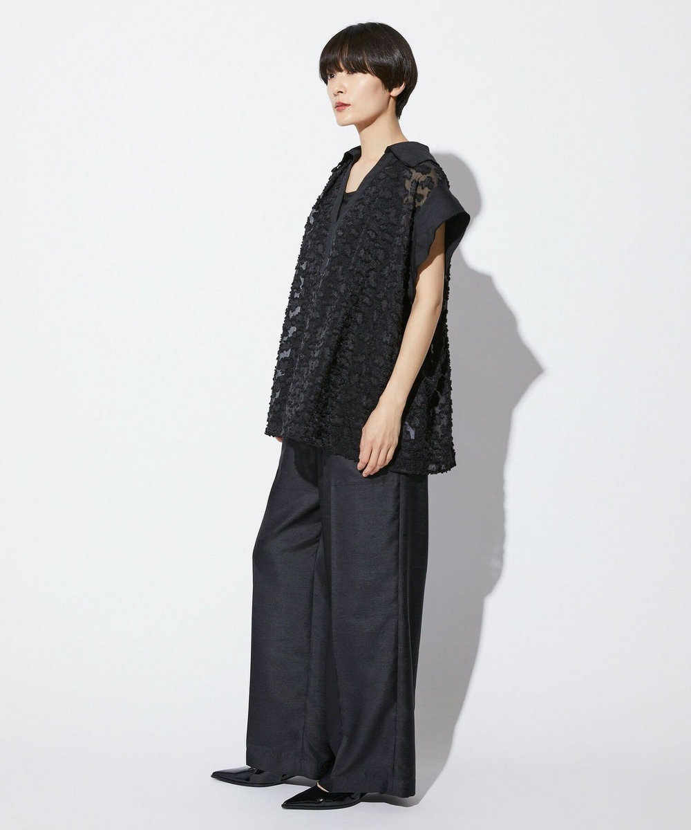 MOGA Collection MOGA Collection　フラワーカットジャガードブラウス ブラック