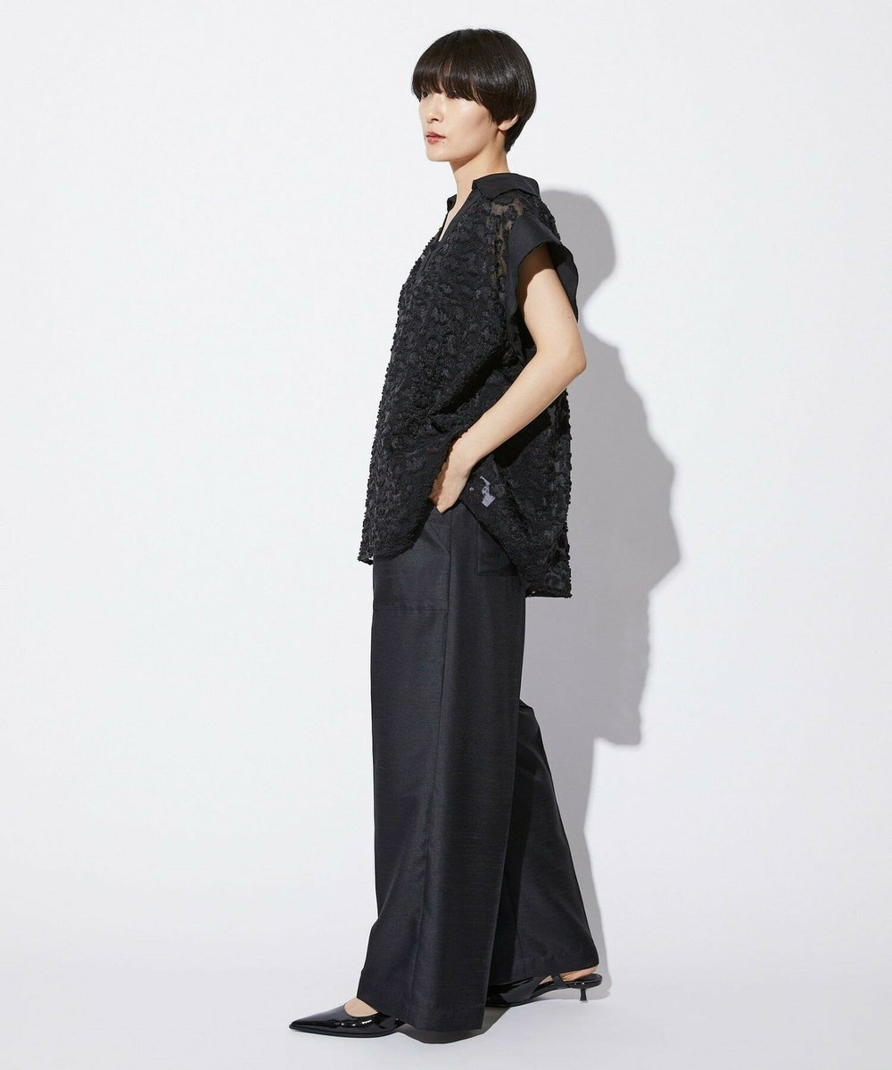 MOGA Collection MOGA Collection　フラワーカットジャガードブラウス ブラック