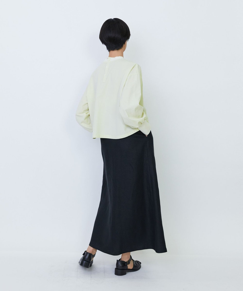 LOISIR リブ使いショートブラウス ライム
