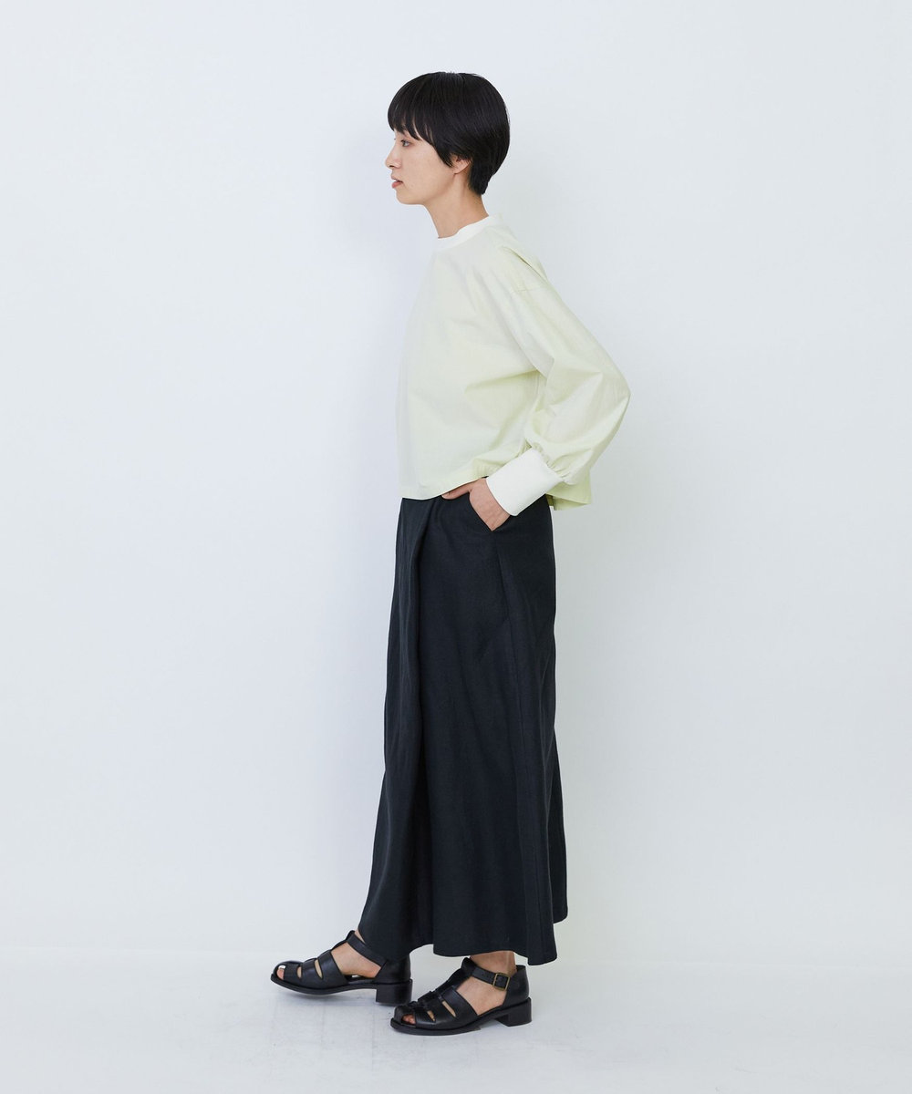 LOISIR リブ使いショートブラウス ライム