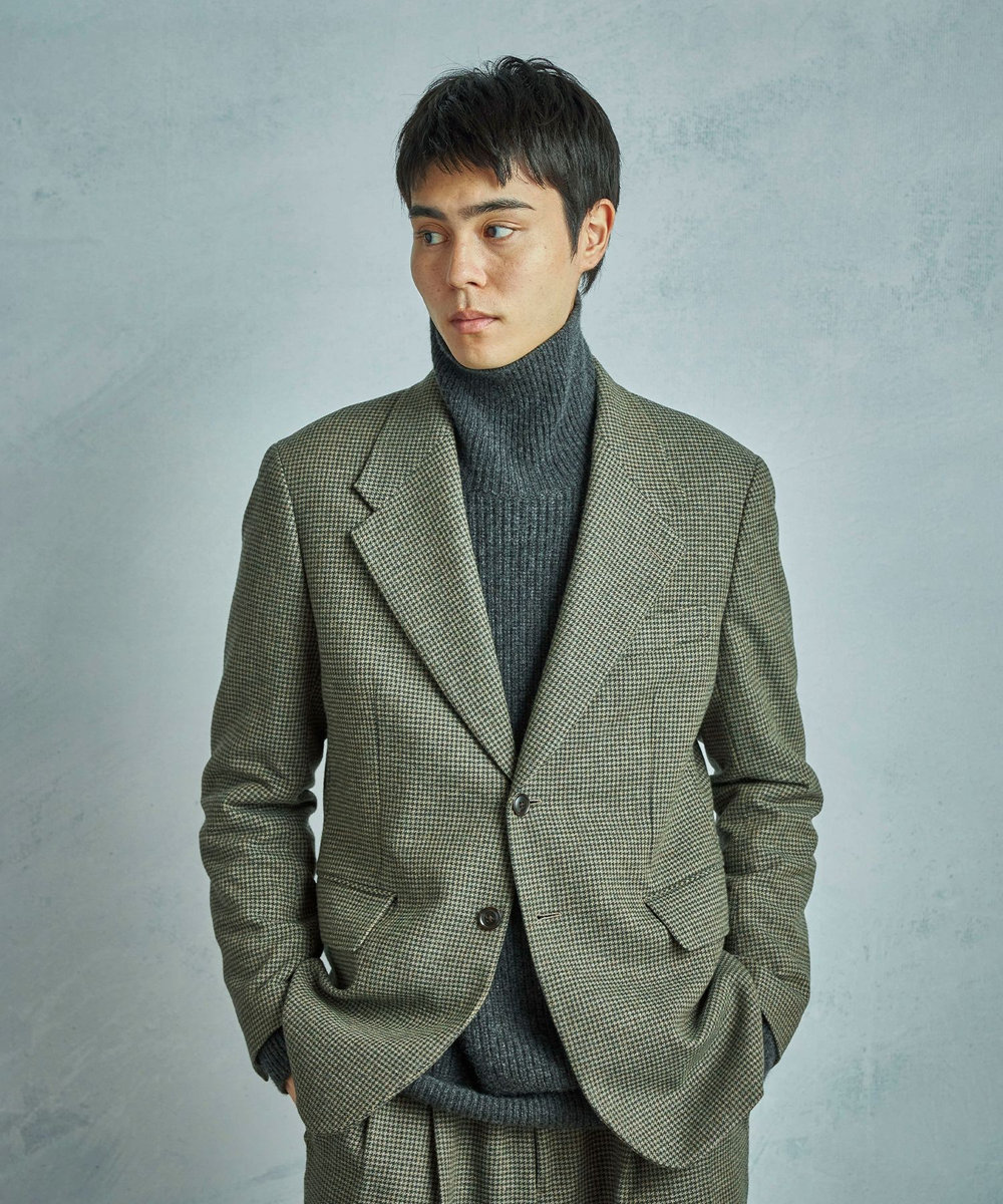 MEN'S BIGI 【50th Anniv . 菊池武夫】WOOL HOUNDSTOOTH JACKET カーキ