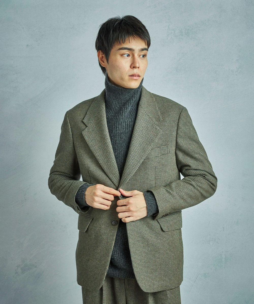 MEN'S BIGI 【50th Anniv . 菊池武夫】WOOL HOUNDSTOOTH JACKET カーキ