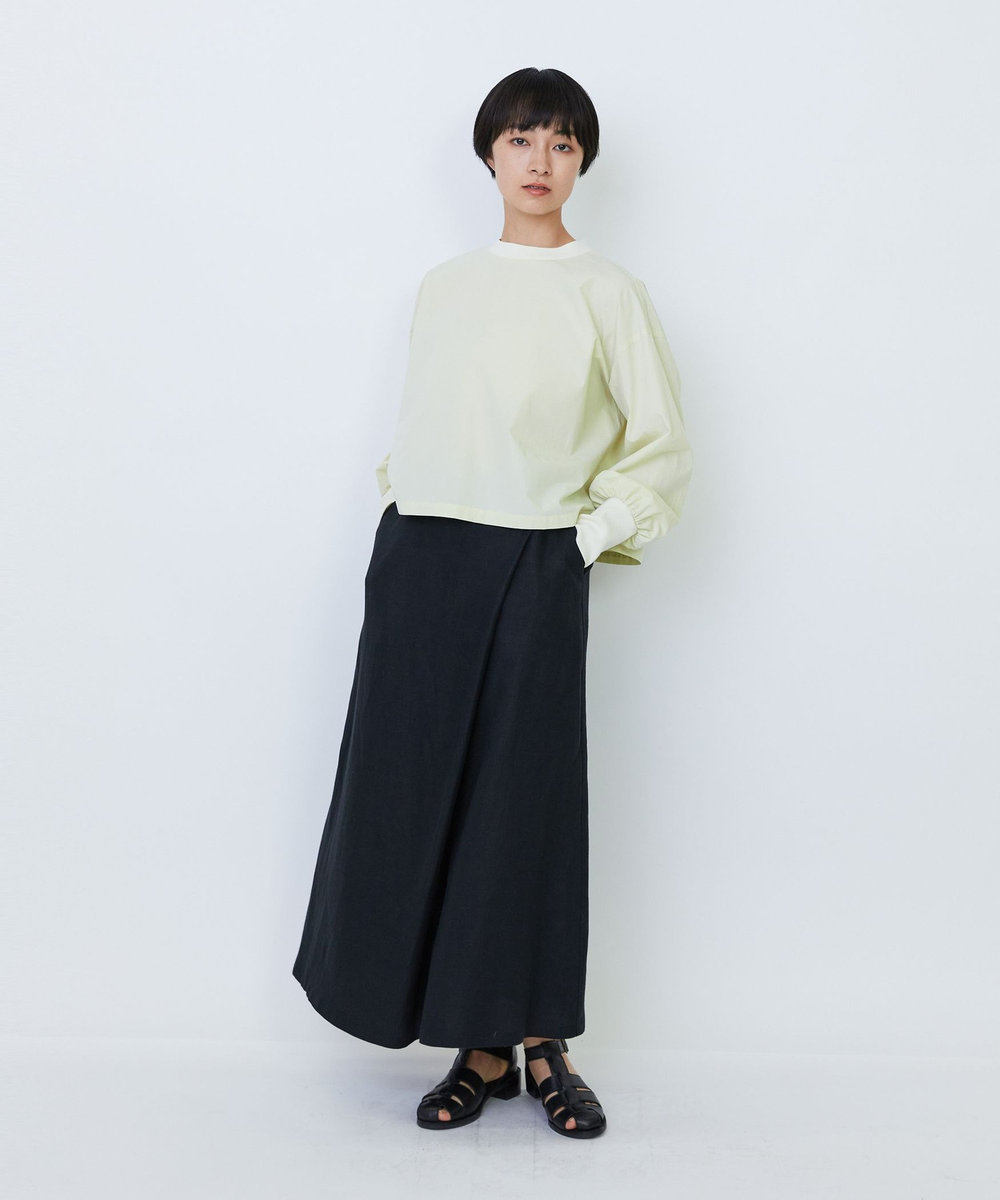 LOISIR リブ使いショートブラウス ライム