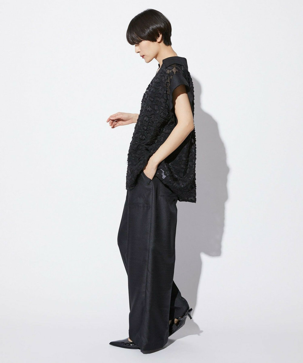 MOGA Collection MOGA Collection　フラワーカットジャガードブラウス ブラック