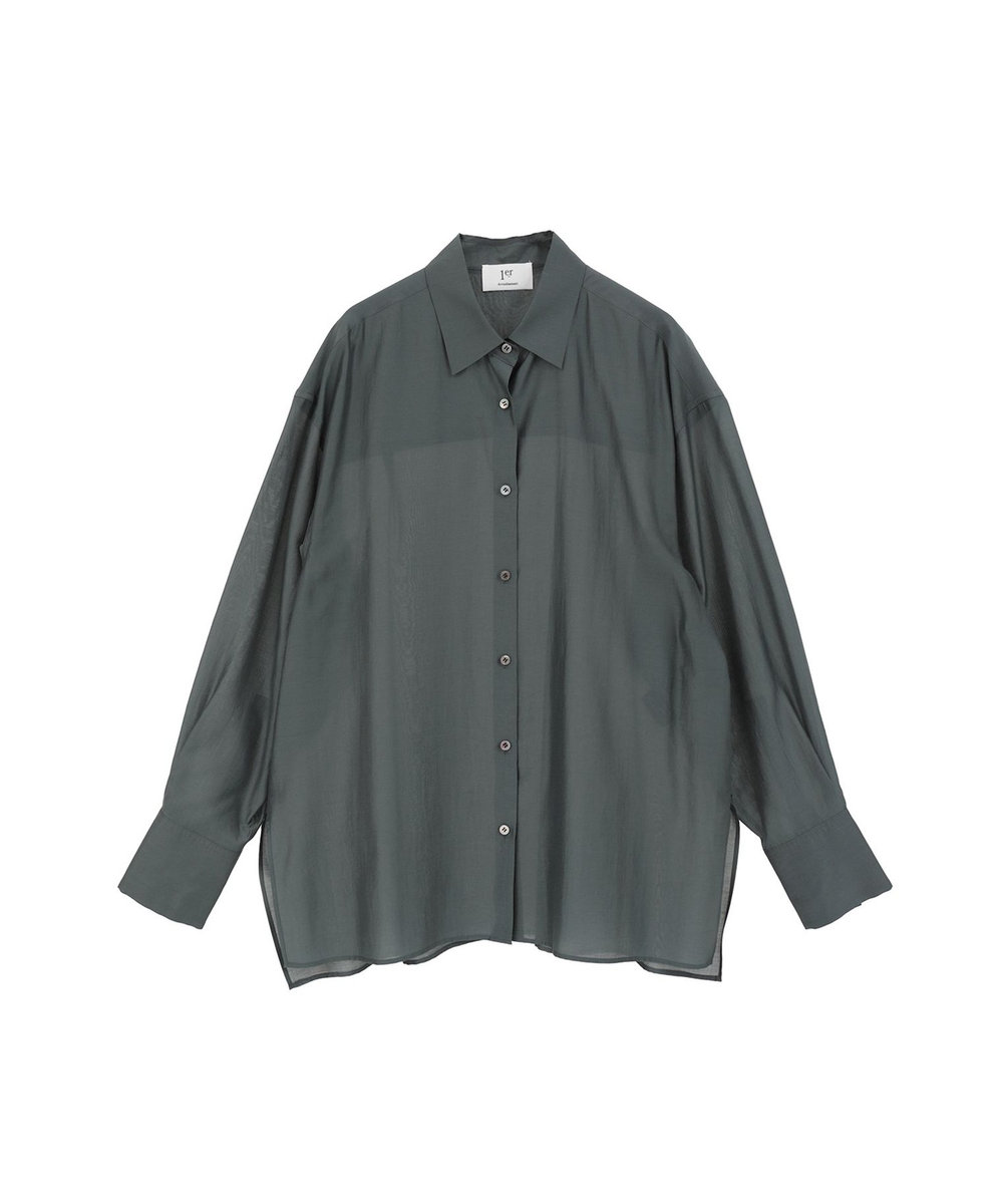 1er Arrondissement シアーテンセルシャツ グリーン