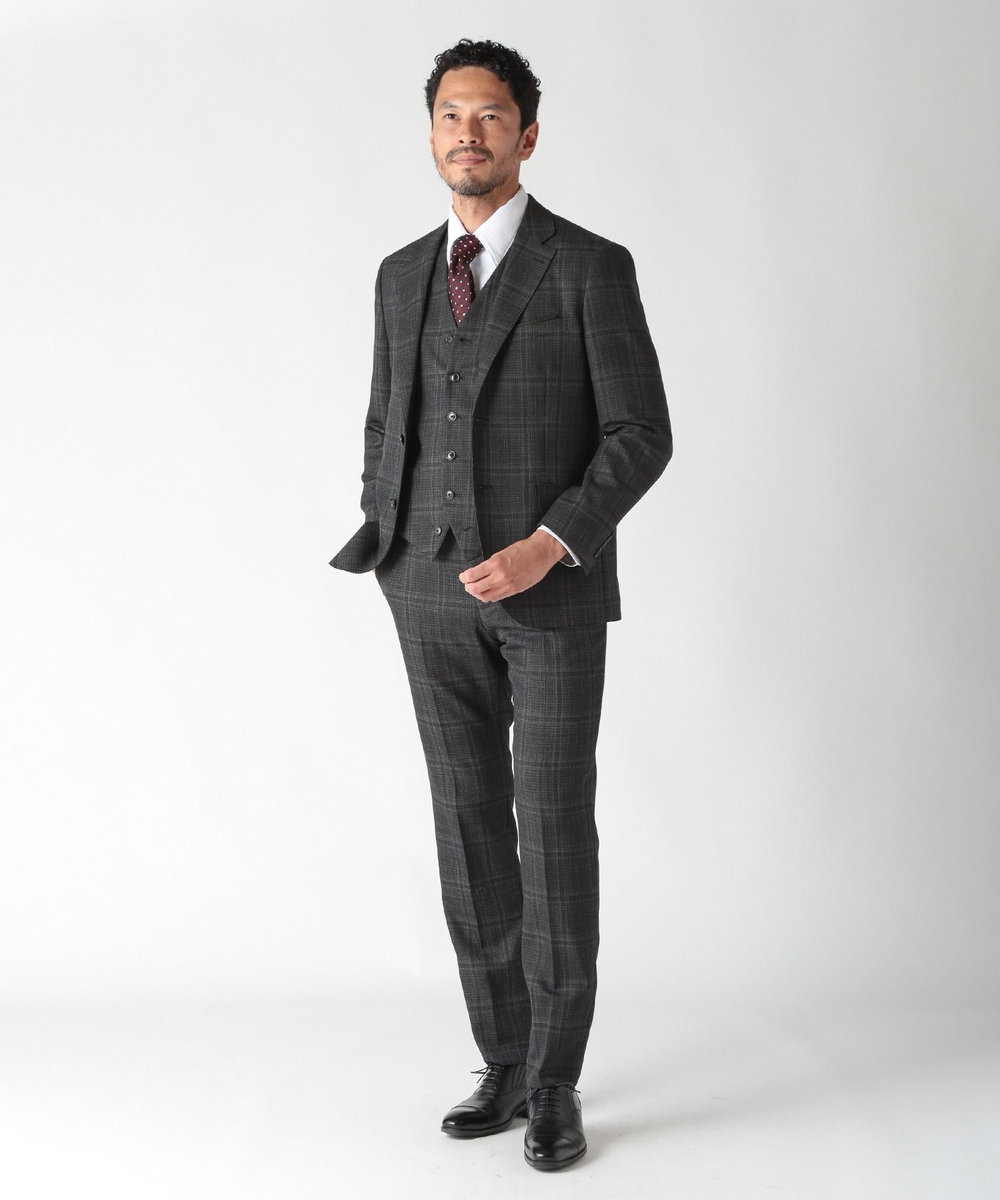 MEN'S BIGI 【ACTIVE TAILOR】ホップサックチェックジャケット グレー