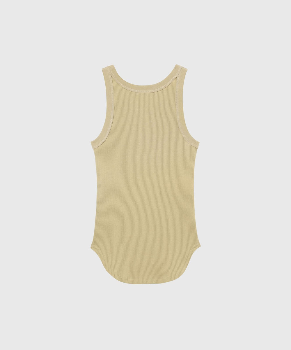 DÉPAREILLÉ ORGANIC COTTON RIB TANK TOP / オーガニックコットンリブタンクトップ ベージュ