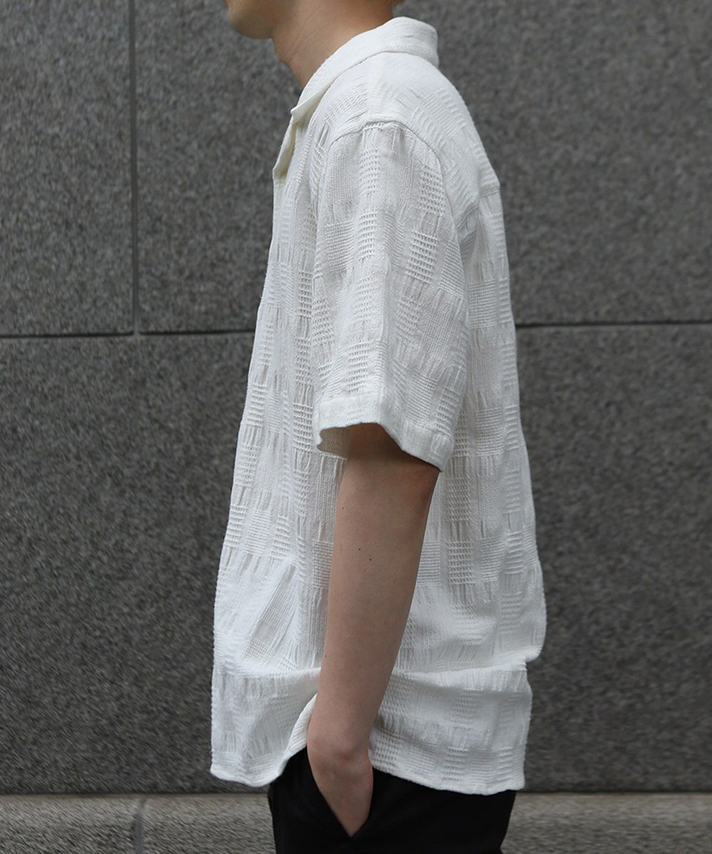 MEN'S BIGI 【Wax London/ワックスロンドン】ジャガードシャツ ホワイト