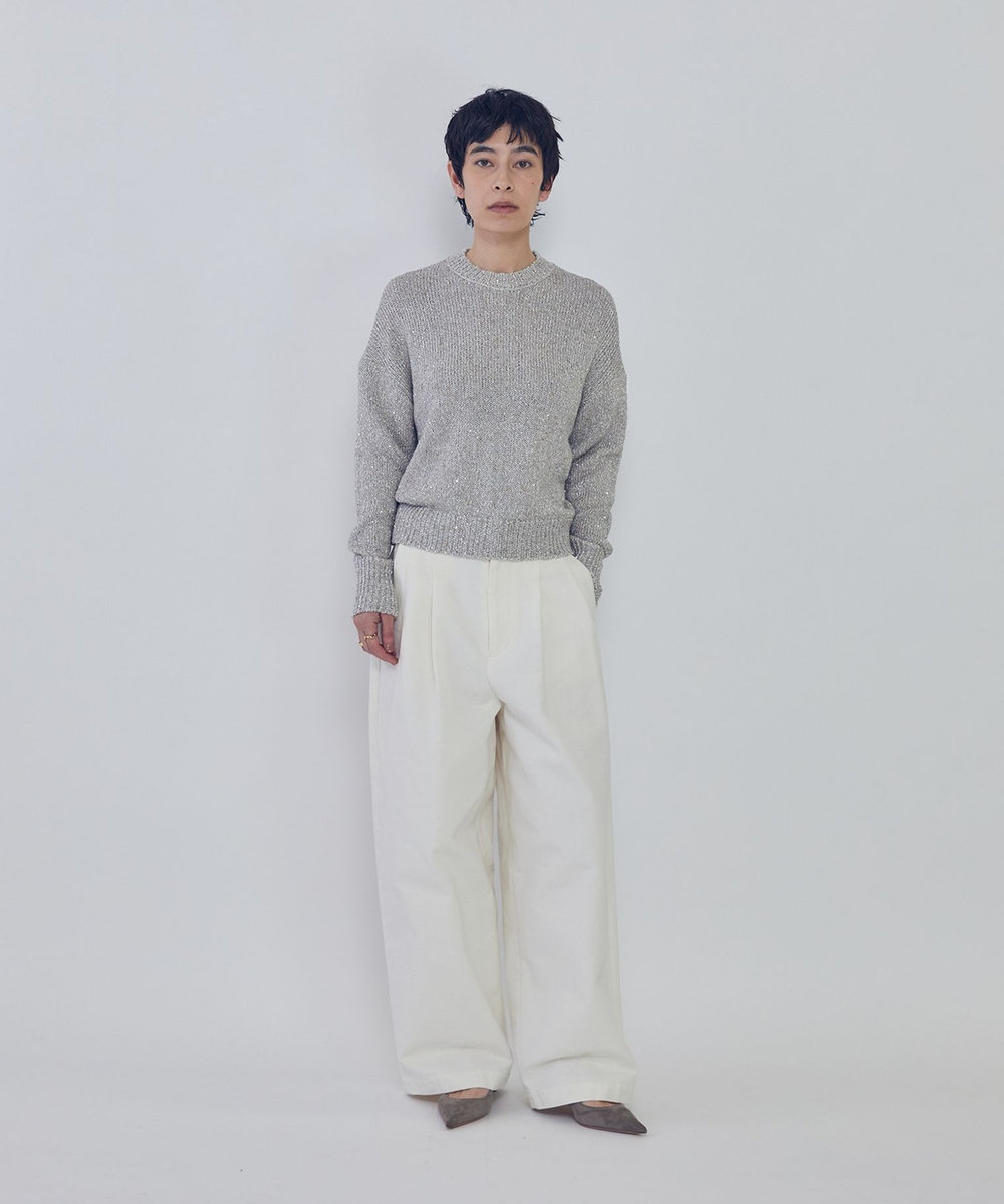 1er Arrondissement ダッククロスカーブパンツ オフホワイト