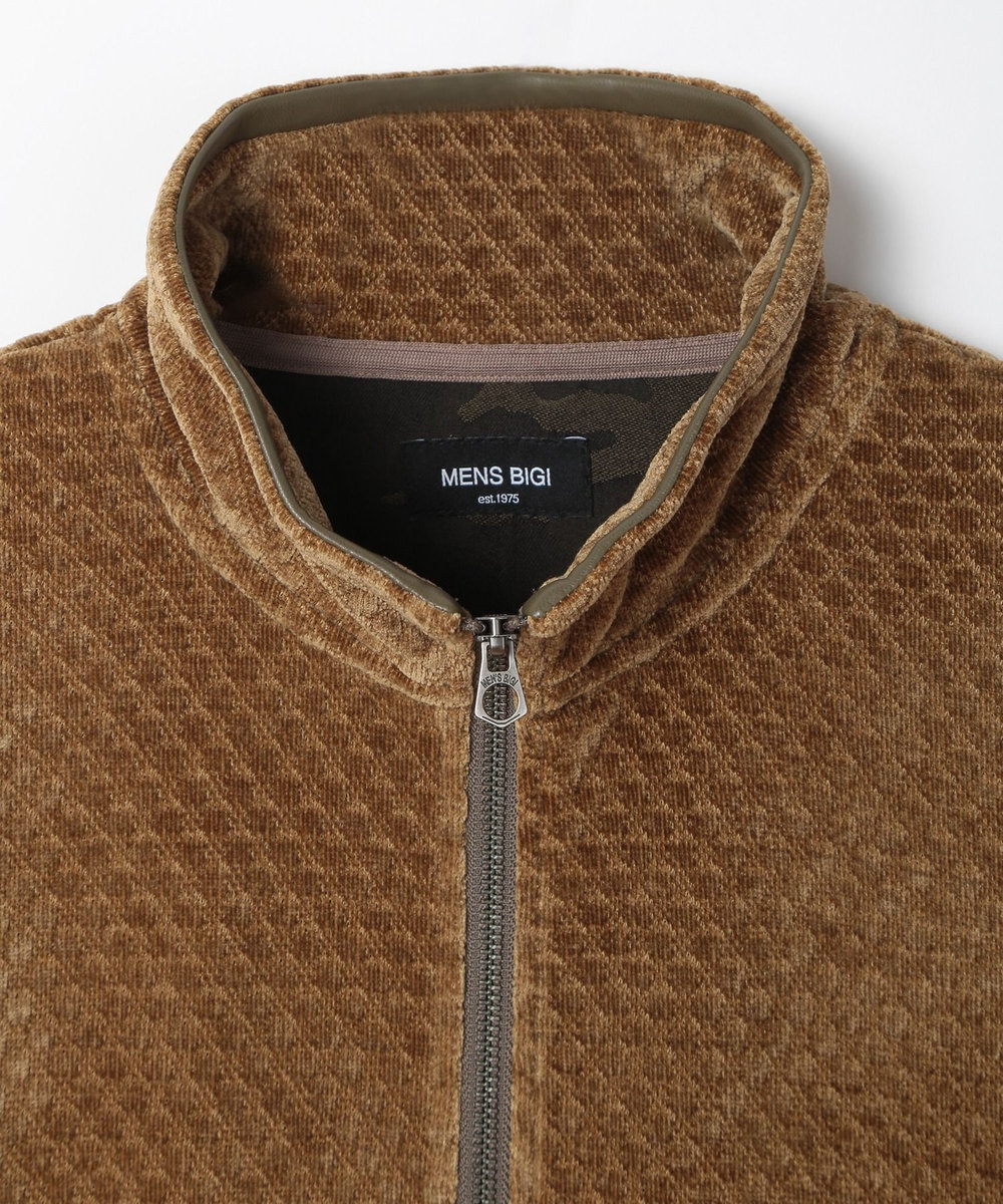 MEN'S BIGI スタンドジップモールジャカードブルゾン グリーン