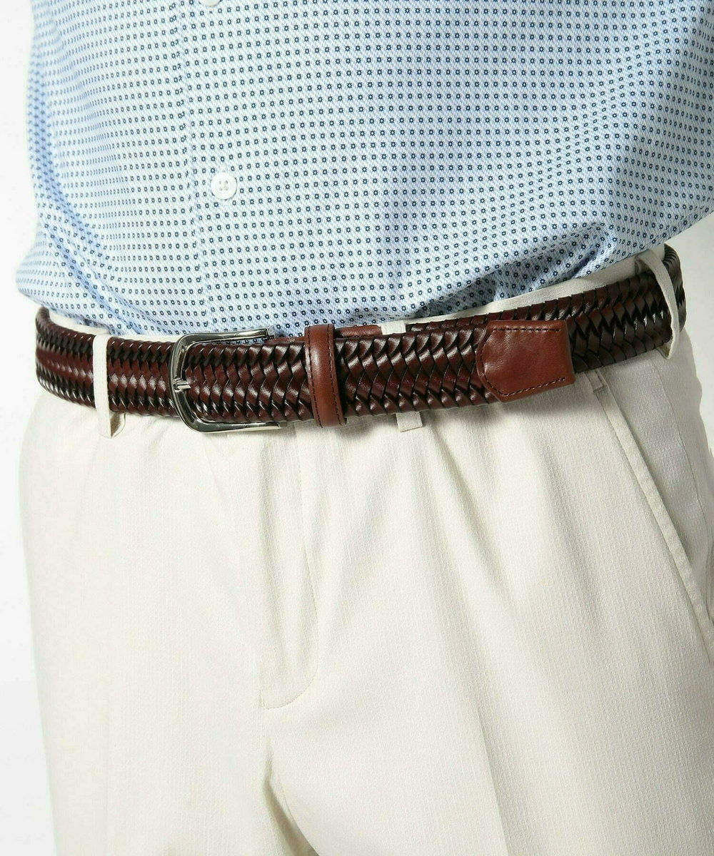 MEN'S BIGI 【DOMODOSSOLA/ドモドッソラ】レザーメッシュプレーンベルト ブラウン