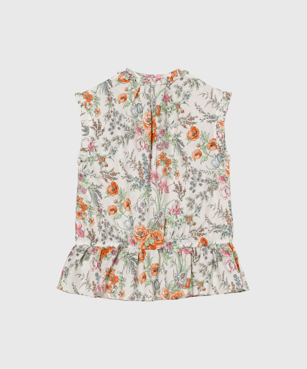 DÉPAREILLÉ LINEN COTTON FLOWER PRINT BLOUSE / リネンコットンフラワープリントブラウス ベージュ