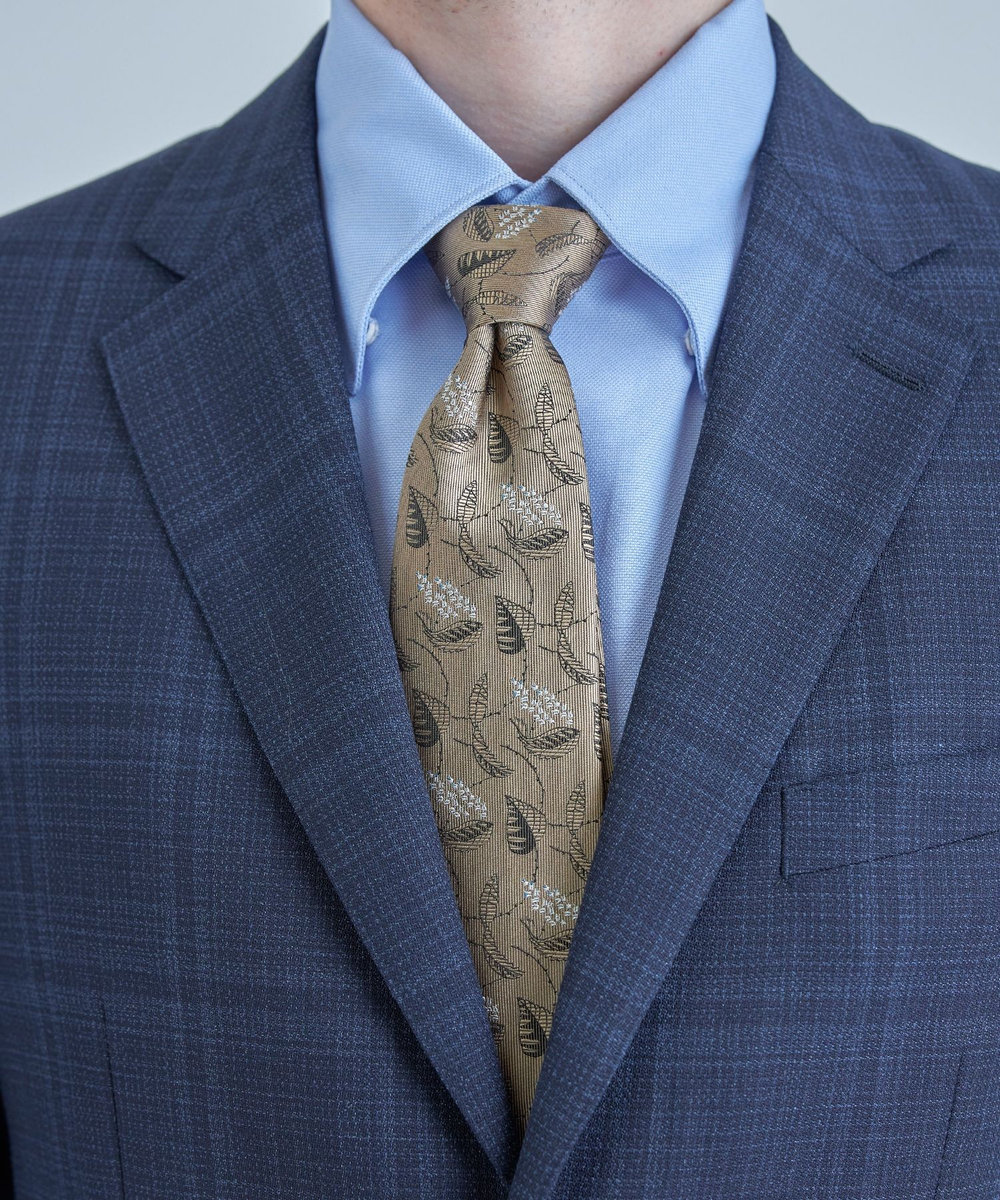 MEN'S BIGI 【TIE YOUR TIE /タイユアタイ】フローラル柄ネクタイ ベージュ