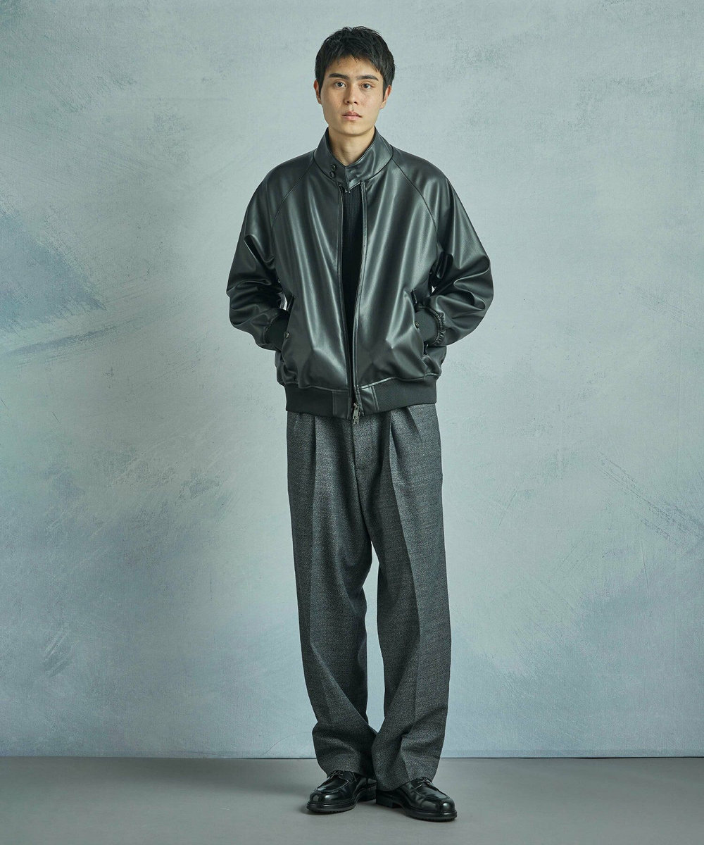 MEN'S BIGI 【BARACUTA/バラクータ】別注フェイクレザーG9ハリントンジャケット ブラック