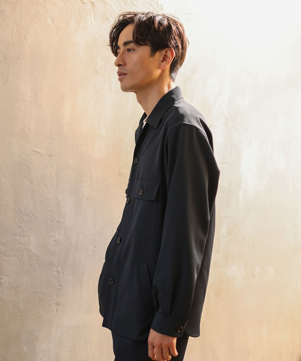 UNION STATION 【リンクルフリー】CPOシャツジャケット「セットアップ可能」形態安定/ウォッシャブル ネイビー