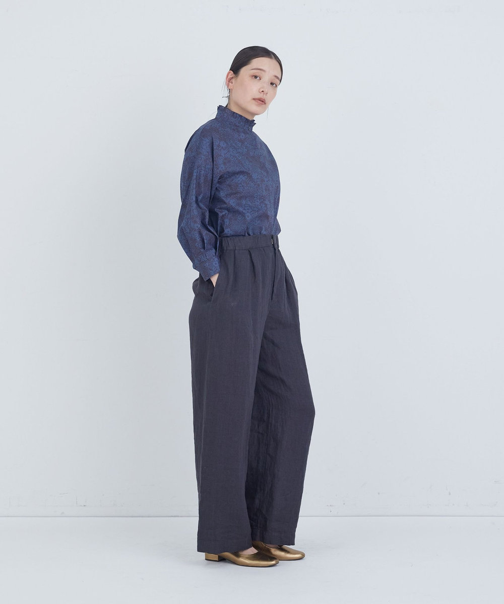 ADIEU TRISTESSE リネンワンタックストレートパンツ チャコールグレー