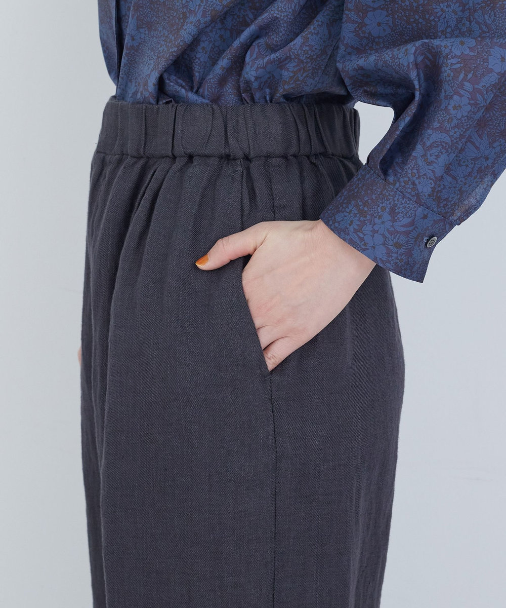 ADIEU TRISTESSE リネンワンタックストレートパンツ チャコールグレー