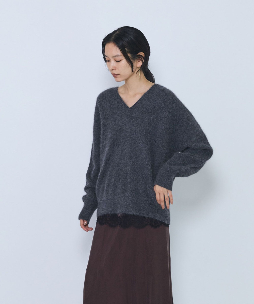 1er Arrondissement FOXウールVネックニット チャコールグレー