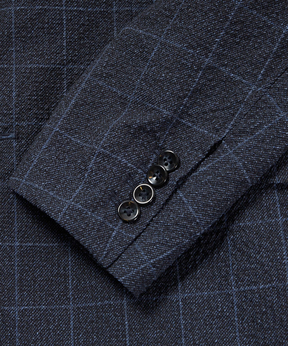 MEN'S BIGI 【ACTIVE TAILOR】3Dサッカープリントテーラードジャケット<セットアップ対応> ネイビー
