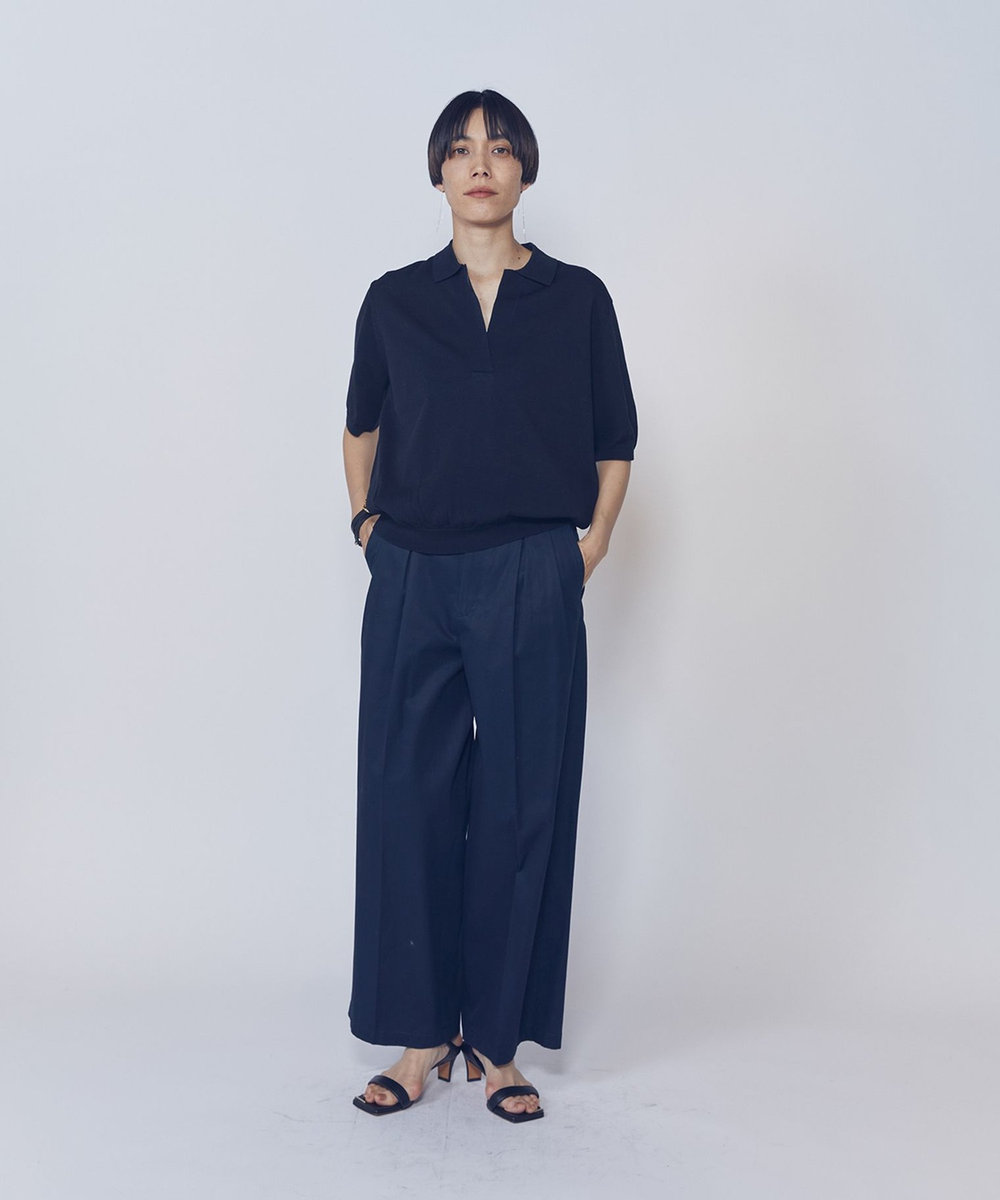 1er Arrondissement スキッパーショートスリーブニット ブラック