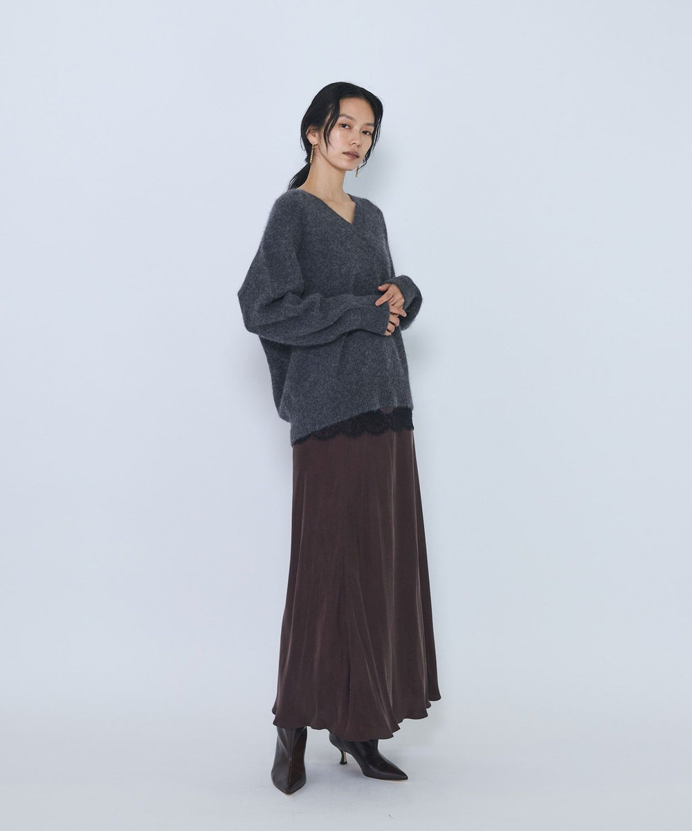 1er Arrondissement FOXウールVネックニット チャコールグレー