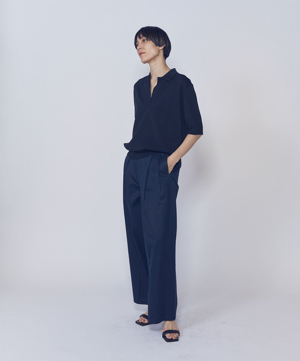 1er Arrondissement スキッパーショートスリーブニット ブラック