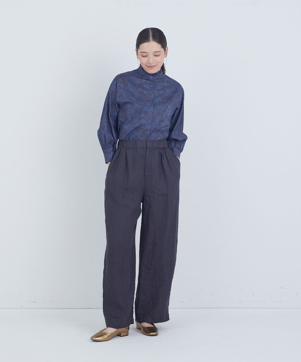 ADIEU TRISTESSE リネンワンタックストレートパンツ チャコールグレー