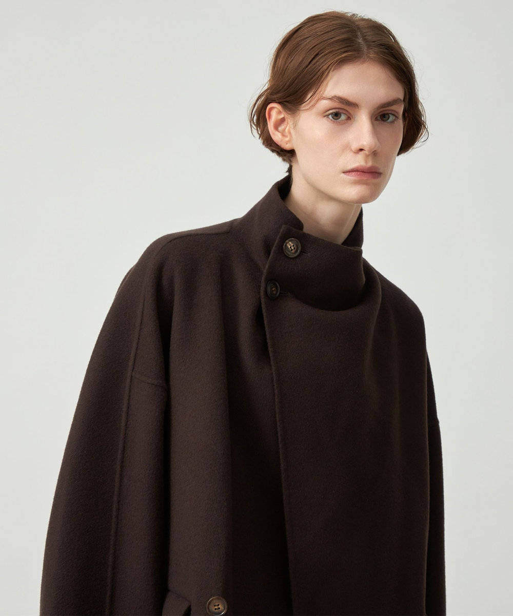 DÉPAREILLÉ DOUBLE FACE BEAVER STAND COLLAR COAT / ダブルフェイスビーバースタンドカラーコート ブラウン