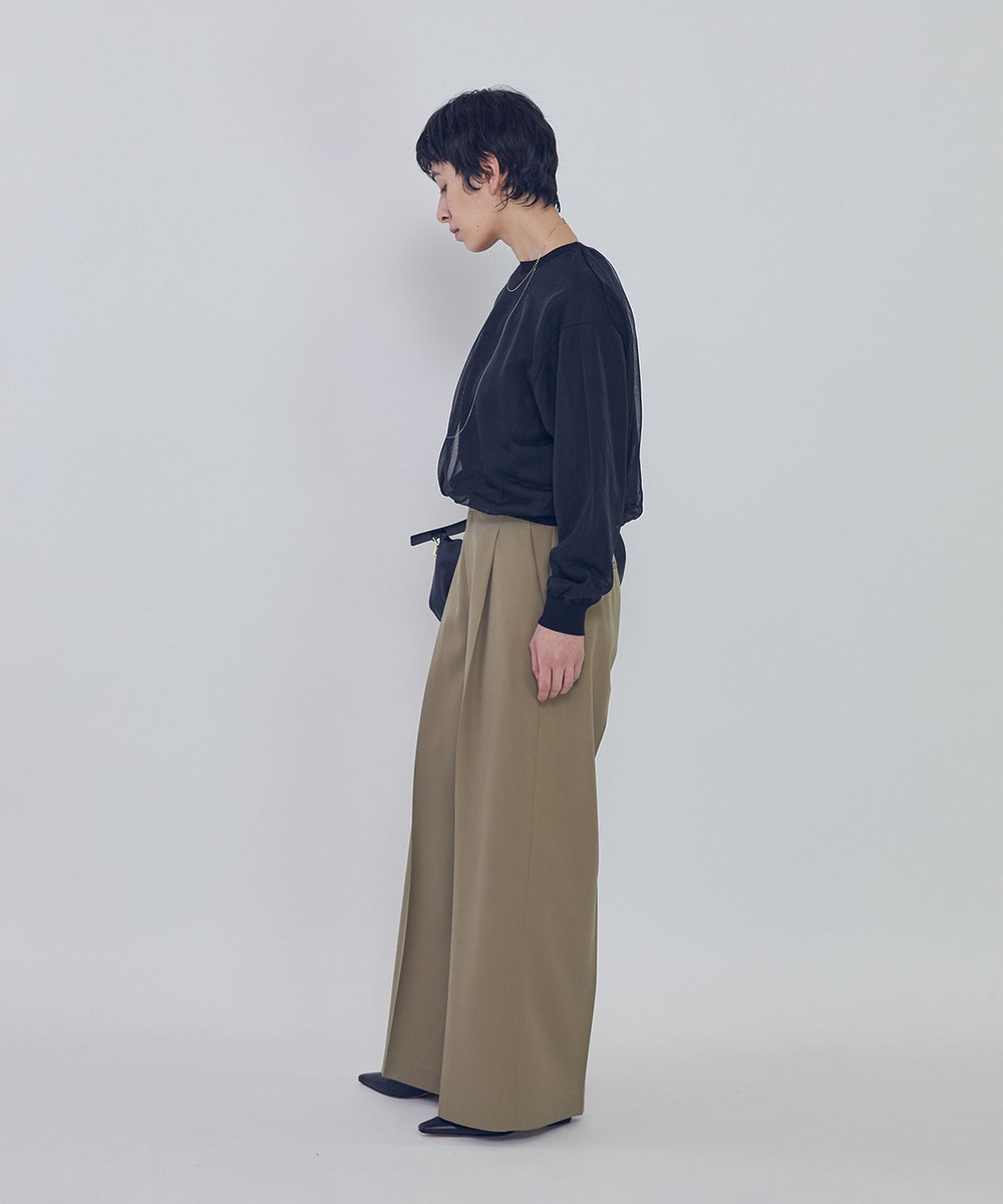 1er Arrondissement オーガンザレイヤードニットプルオーバー ブラック