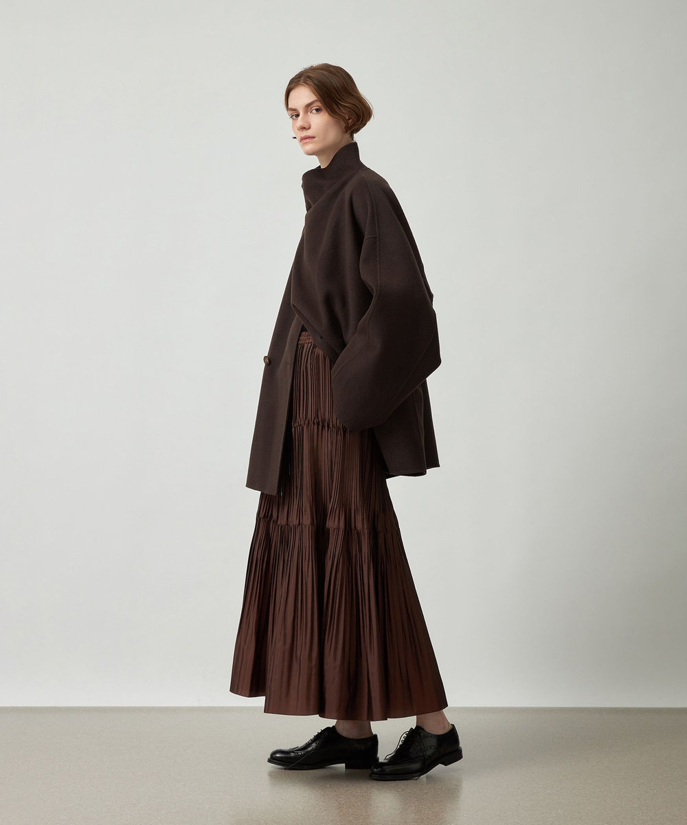 DÉPAREILLÉ DOUBLE FACE BEAVER STAND COLLAR COAT / ダブルフェイスビーバースタンドカラーコート ブラウン