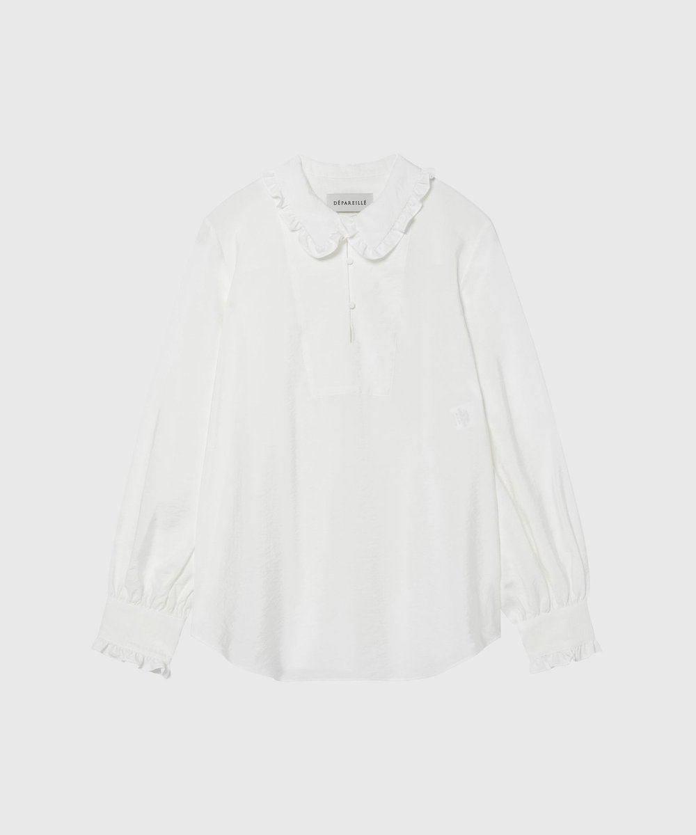 DÉPAREILLÉ SILK FRILL BLOUSE / シルクフリルブラウス ホワイト