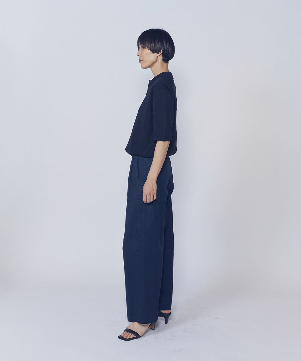 1er Arrondissement スキッパーショートスリーブニット ブラック