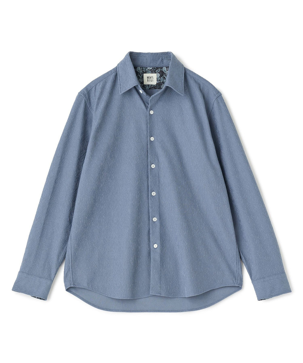 MEN'S BIGI トリコットジャージ ジャガードシャツ ブルー