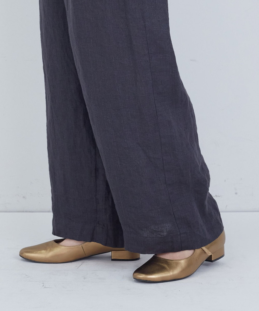 ADIEU TRISTESSE リネンワンタックストレートパンツ チャコールグレー