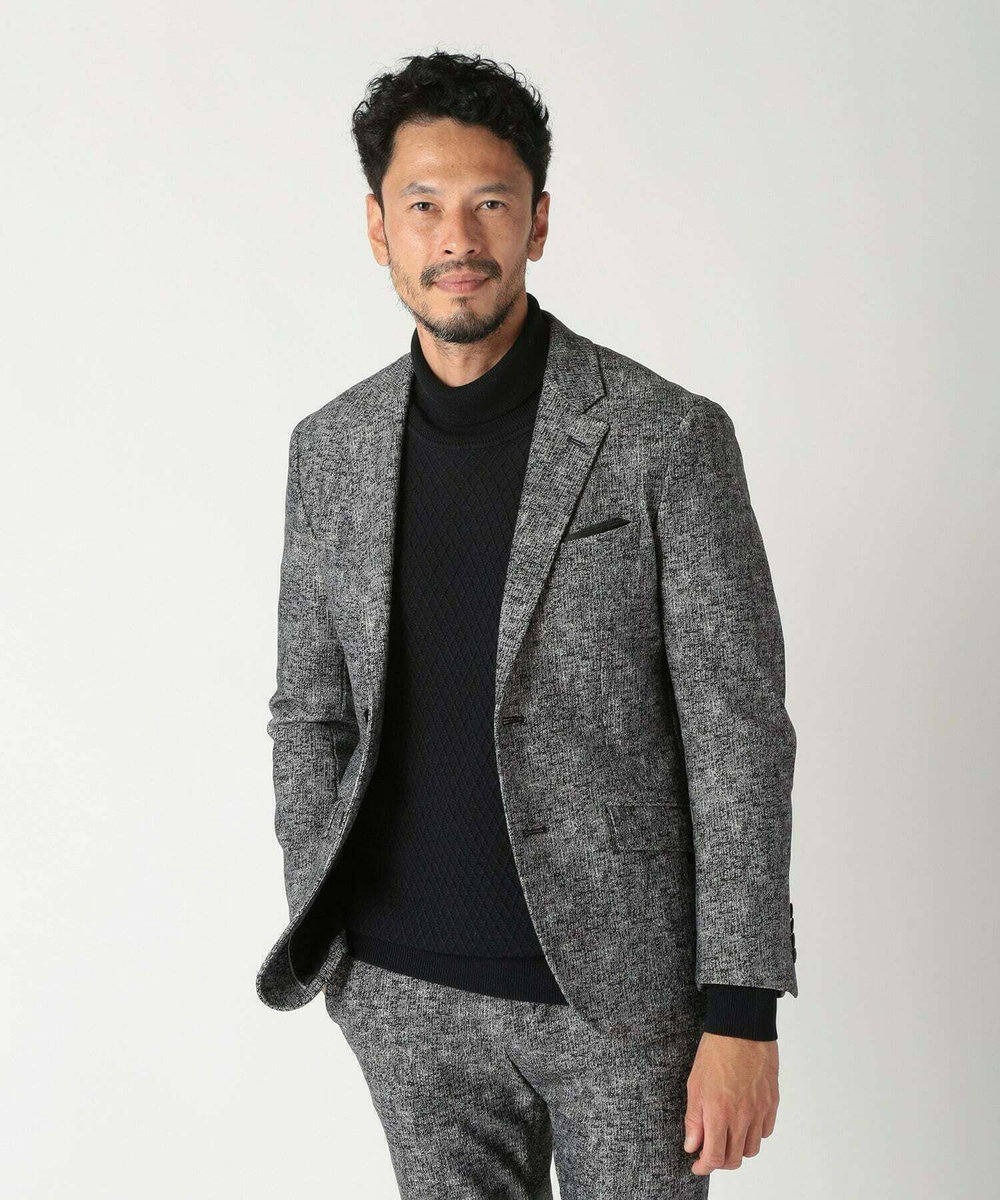 MEN'S BIGI 【ACTIVE TAILOR/アクティブテイラー】ヒートパフォーマーツイード調プリントジャケット ブラック